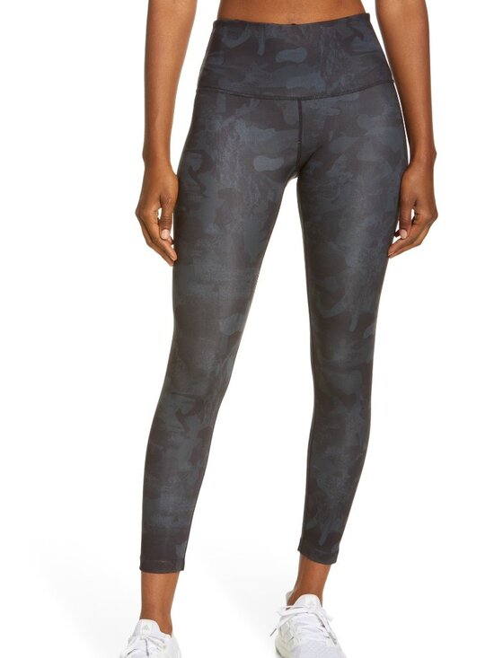 Zella Womens 7/8 Length Studio Leggings Gray Grey Black Camo Floral Print XL - Picture 1 of 6